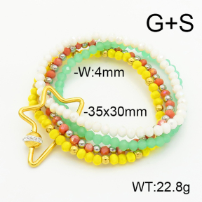 Stainless Steel Bracelet  Czech Stones & Glass Beads  6B4002652vhmv-908