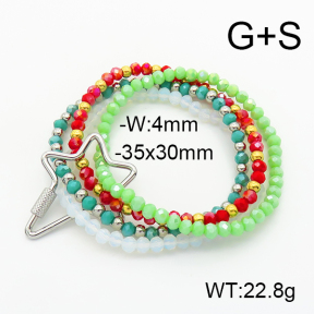 Stainless Steel Bracelet  Glass Beads  6B4002657vhkb-908