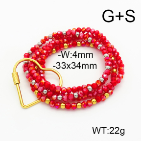 Stainless Steel Bracelet  Glass Beads  6B4002658ahlv-908