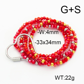 Stainless Steel Bracelet  Glass Beads  6B4002659vhkb-908