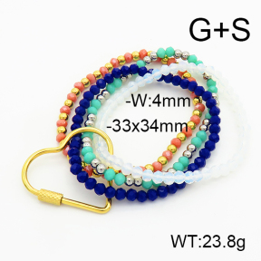 Stainless Steel Bracelet  Glass Beads  6B4002660ahlv-908