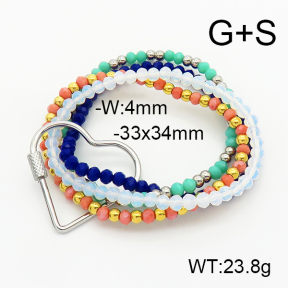 Stainless Steel Bracelet  Glass Beads  6B4002661vhkb-908