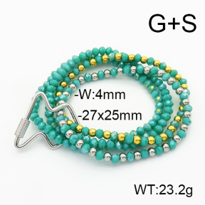Stainless Steel Bracelet  Glass Beads  6B4002663vhkb-908