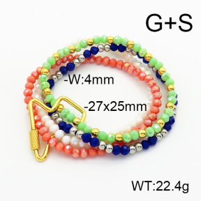 Stainless Steel Bracelet  Glass Beads  6B4002664ahlv-908