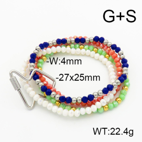 Stainless Steel Bracelet  Glass Beads  6B4002665vhkb-908