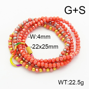 Stainless Steel Bracelet  Enamel & Glass Beads  6B4002666vhmv-908