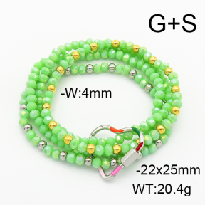 Stainless Steel Bracelet  Enamel & Glass Beads  6B4002671ahlv-908