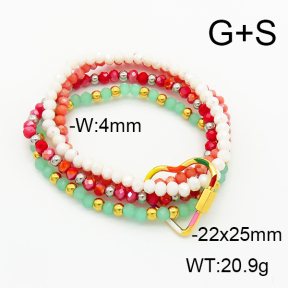 Stainless Steel Bracelet  Enamel & Glass Beads  6B4002672vhmv-908