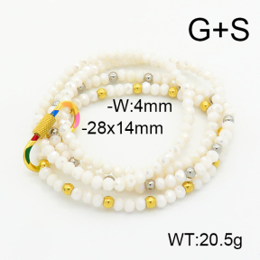 Stainless Steel Bracelet  Enamel & Glass Beads  6B4002674vhmv-908