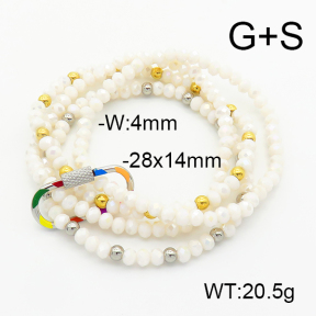 Stainless Steel Bracelet  Enamel & Glass Beads  6B4002675ahlv-908