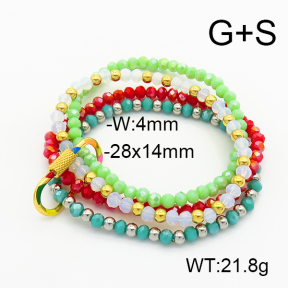 Stainless Steel Bracelet  Enamel & Glass Beads  6B4002676vhmv-908