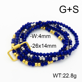 Stainless Steel Bracelet  Glass Beads  6B4002678ahlv-908