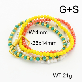 Stainless Steel Bracelet  Glass Beads  6B4002680ahlv-908