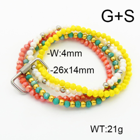 Stainless Steel Bracelet  Glass Beads  6B4002681vhkb-908