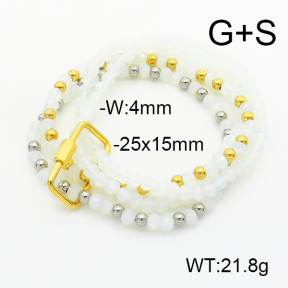 Stainless Steel Bracelet  Glass Beads  6B4002682ahlv-908