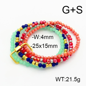 Stainless Steel Bracelet  Glass Beads  6B4002684ahlv-908