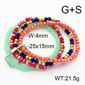 Stainless Steel Bracelet  Glass Beads  6B4002685vhkb-908