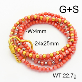 Stainless Steel Bracelet  Glass Beads  6B4002686ahlv-908