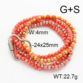 Stainless Steel Bracelet  Glass Beads  6B4002687vhkb-908