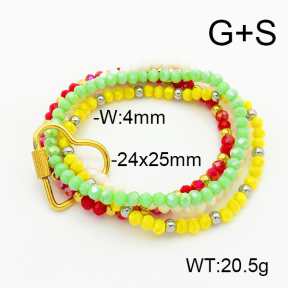 Stainless Steel Bracelet  Glass Beads  6B4002688ahlv-908