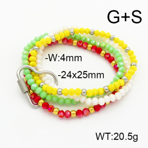 Stainless Steel Bracelet  Glass Beads  6B4002689vhkb-908