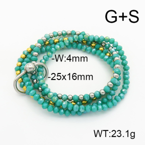 Stainless Steel Bracelet  Glass Beads  6B4002691vhkb-908