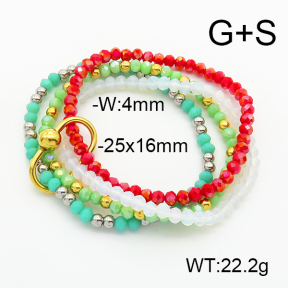 Stainless Steel Bracelet  Glass Beads  6B4002692ahlv-908