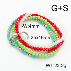 Stainless Steel Bracelet  Glass Beads  6B4002693vhkb-908