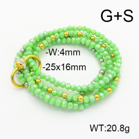Stainless Steel Bracelet  Czech Stones & Glass Beads  6B4002694vhmv-908
