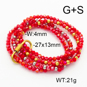 Stainless Steel Bracelet  Glass Beads  6B4002698ahlv-908