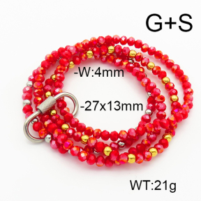 Stainless Steel Bracelet  Glass Beads  6B4002699vhkb-908