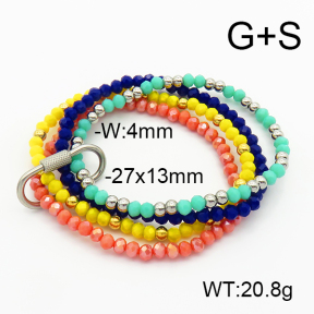 Stainless Steel Bracelet  Glass Beads  6B4002701vhkb-908
