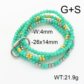 Stainless Steel Bracelet  Glass Beads  6B4002703vhkb-908