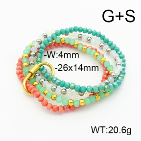 Stainless Steel Bracelet  Glass Beads  6B4002704ahlv-908