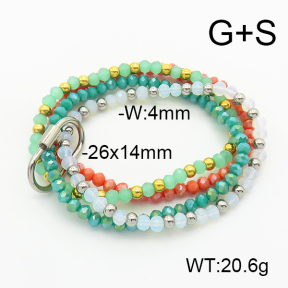 Stainless Steel Bracelet  Glass Beads  6B4002705vhkb-908
