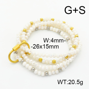 Stainless Steel Bracelet  Glass Beads  6B4002706ahlv-908