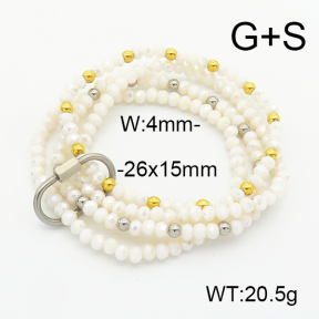 Stainless Steel Bracelet  Glass Beads  6B4002707vhkb-908