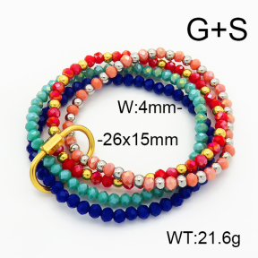 Stainless Steel Bracelet  Glass Beads  6B4002708ahlv-908