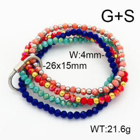 Stainless Steel Bracelet  Glass Beads  6B4002709vhkb-908