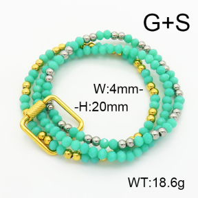 Stainless Steel Bracelet  Glass Beads  6B4002710bhia-908