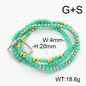 Stainless Steel Bracelet  Glass Beads  6B4002711vhha-908