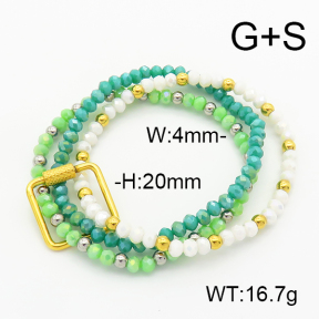 Stainless Steel Bracelet  Glass Beads  6B4002712bhia-908