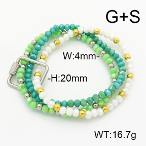 Stainless Steel Bracelet  Glass Beads  6B4002713vhha-908