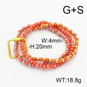 Stainless Steel Bracelet  Glass Beads  6B4002714bhia-908