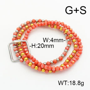 Stainless Steel Bracelet  Glass Beads  6B4002715vhha-908