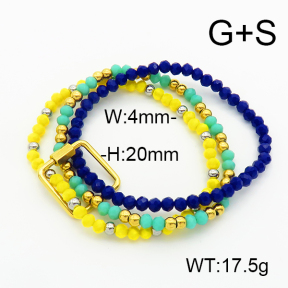 Stainless Steel Bracelet  Glass Beads  6B4002716bhia-908