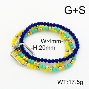 Stainless Steel Bracelet  Glass Beads  6B4002717vhha-908