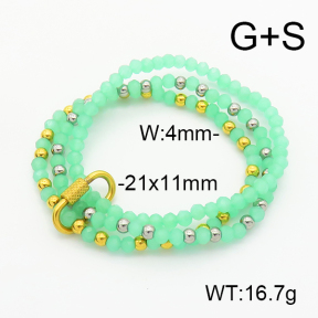 Stainless Steel Bracelet  Glass Beads  6B4002718bhia-908