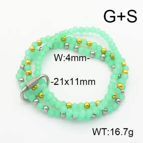 Stainless Steel Bracelet  Glass Beads  6B4002719vhha-908