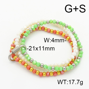 Stainless Steel Bracelet  Glass Beads  6B4002721vhha-908